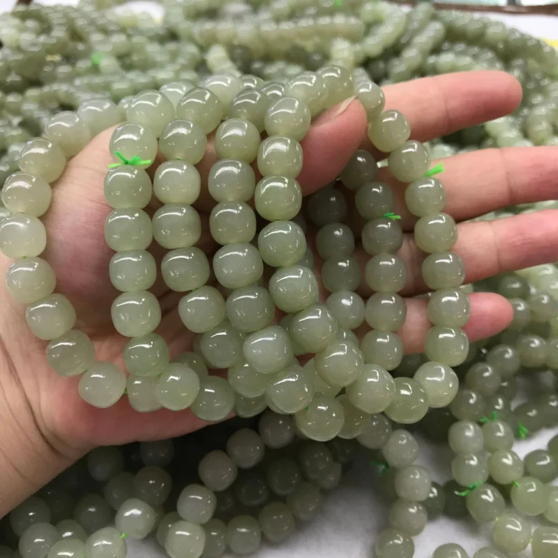 

Hetian 9-10 мм старый стиль бисер простой круг сплошной цвет нефритовый браслет аксессуары