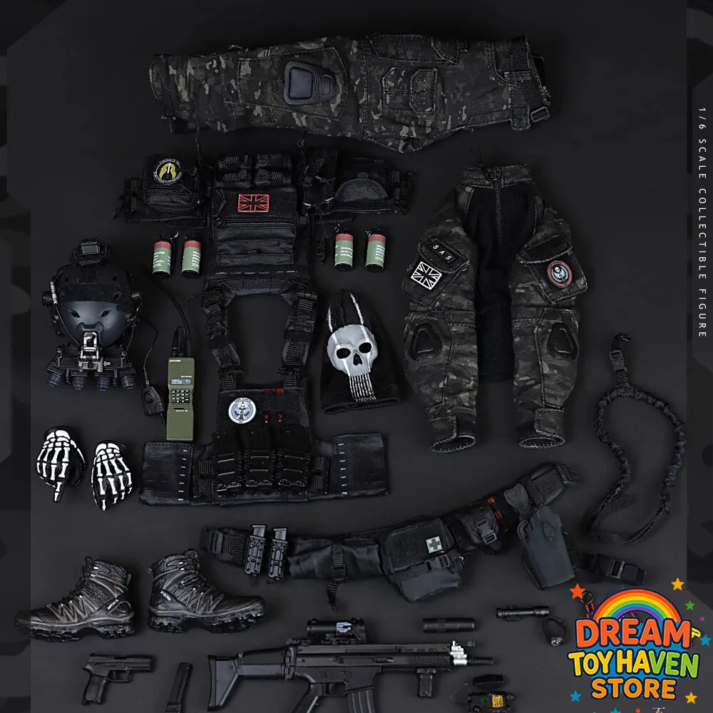 

VERYHOT M001 1/6 Ghost Battle Uniform Set Male Soldier Clothing Accessories Package Fit 12Inch Action Figure Body