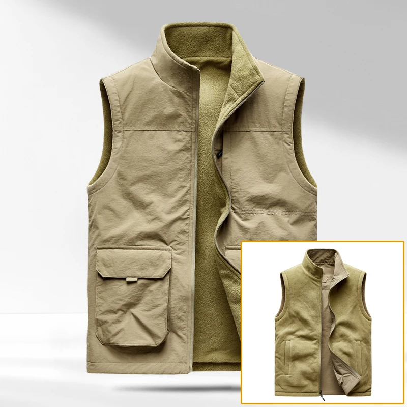 High-quality winter and autumn sport outdoor men's jacket, fleece vest, backless jacket, men's jacket