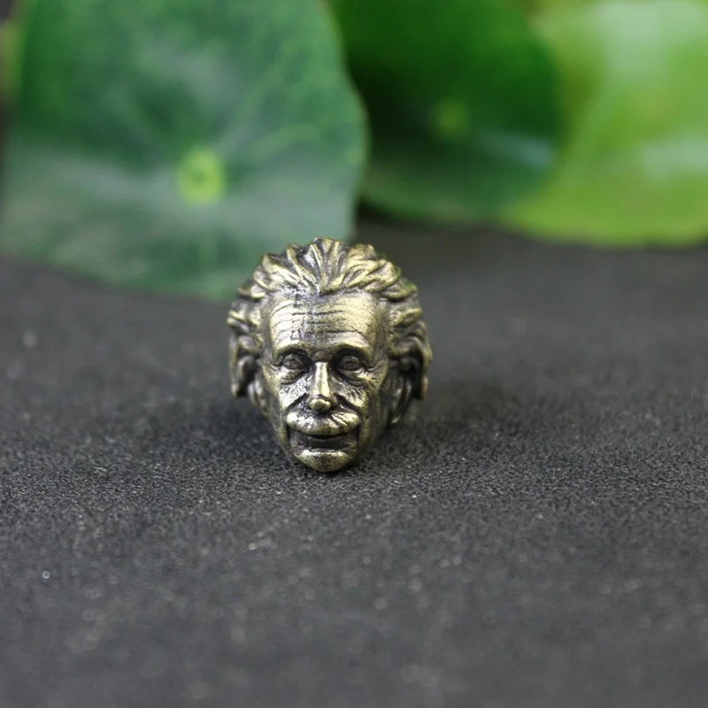 EDC Brass Great Physicist Head Sculpture Knife Bead Lanyard Pendants Charms Paracord Bead DIY Umbrella Rope Bracelet Accessories