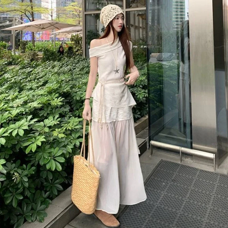 

Office 2 Pieces Skirt Sets for Women Summer Fashion 2025 Korean Style Full Y2k Streetwear Chic and Elegant Co Ord Woman Outfit