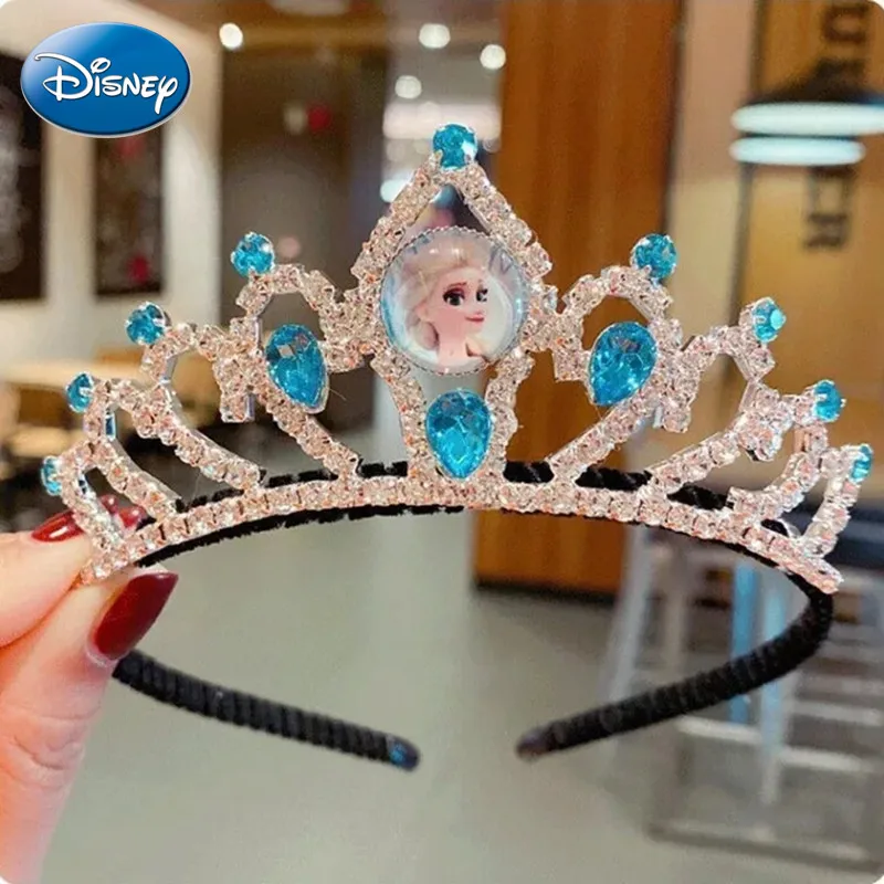 New Disney Frozen Princess Elsa Headband Crown Tiara Girls Frozen Crystal Headband Kawaii Elsa Kids toy regali di natale di compleanno