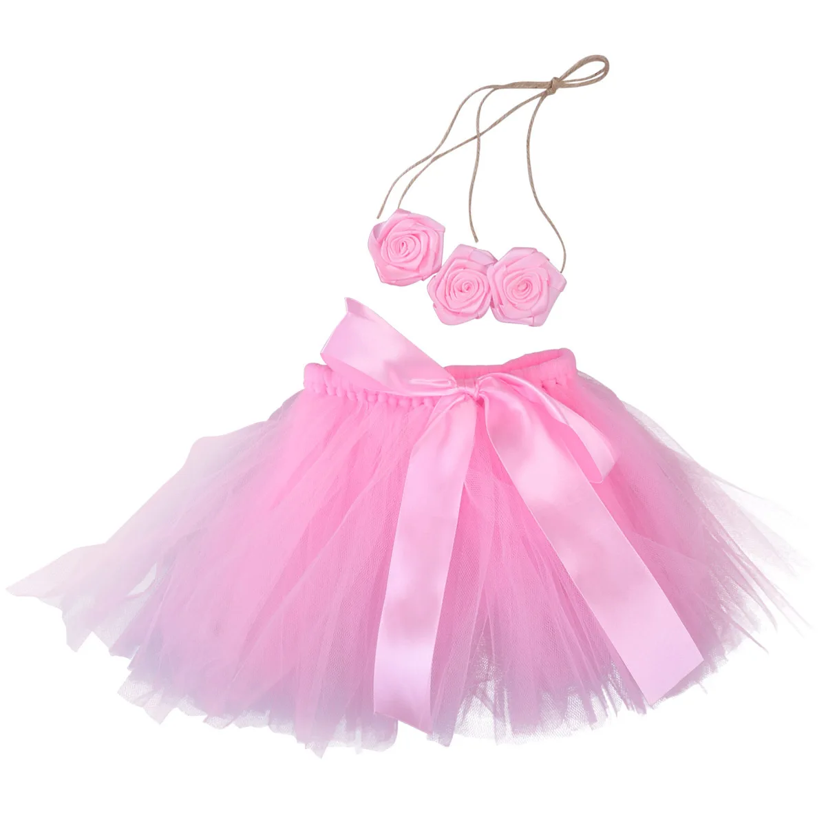

Newborn Baby Girl Pink Tutu Skirt Headband Photography Prop Costume Soft Handmade Photo Outfit Newborn Tutu Skirt