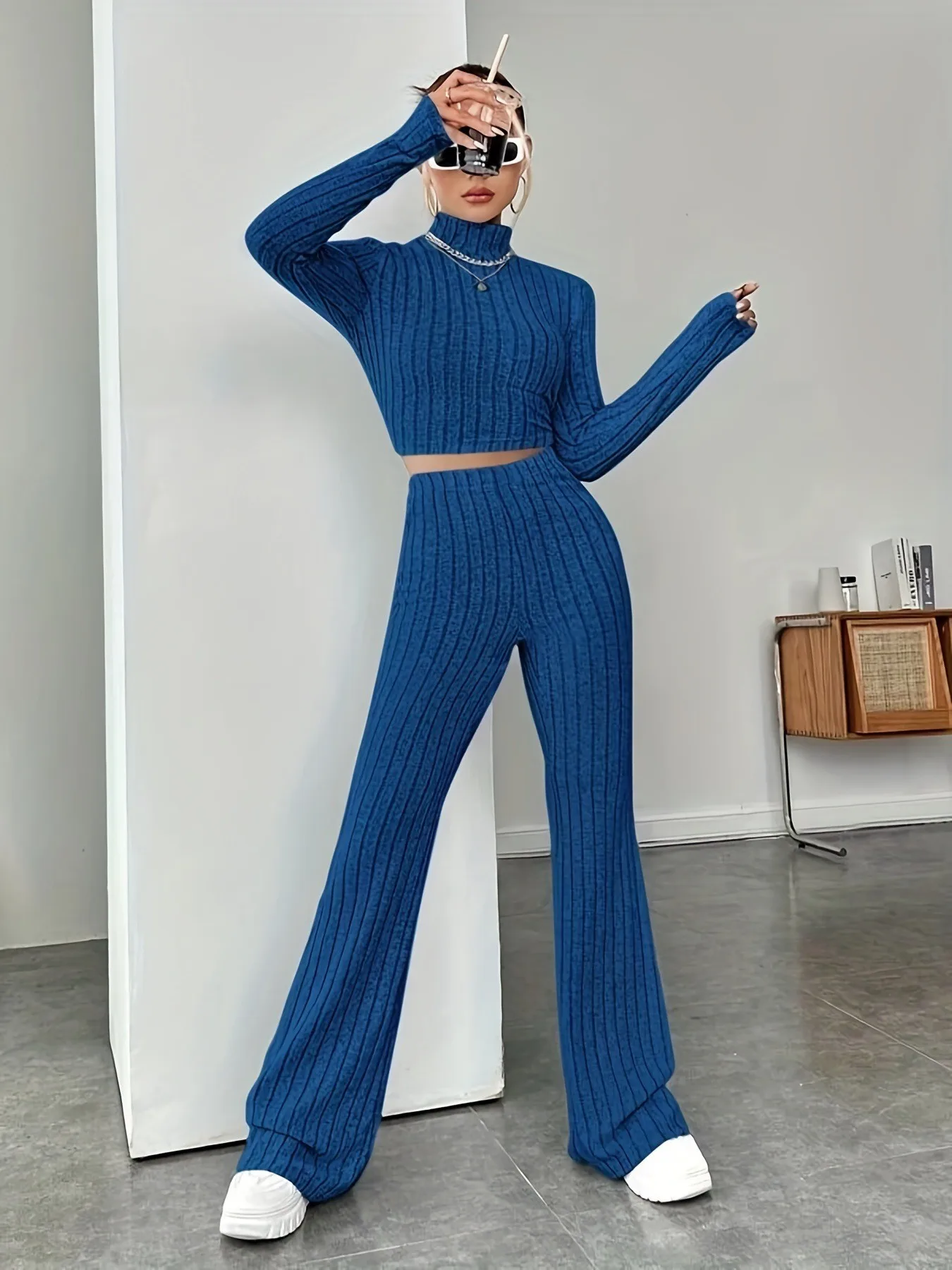 Ensemble deux pièces pour femme, streetwear, sexy, slim, pantalon long, haut court, mode printemps 2024