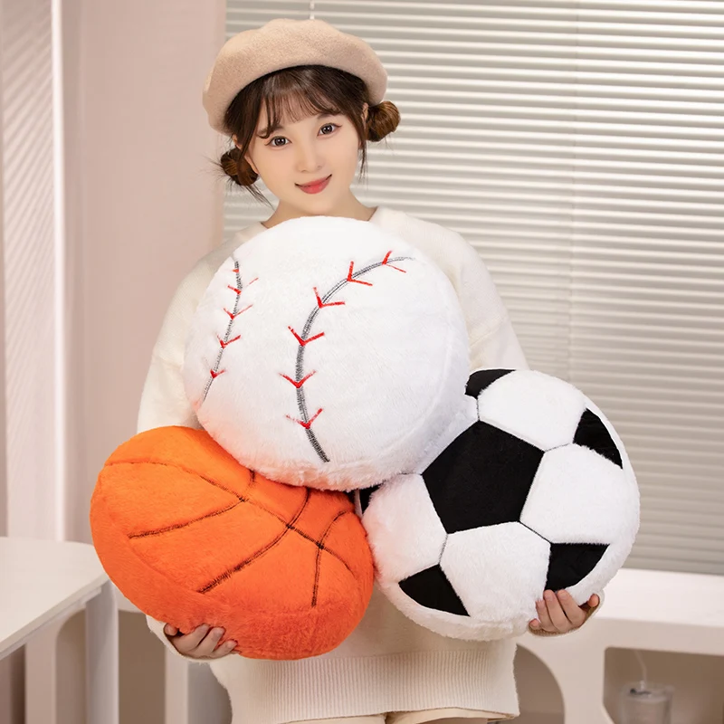 Hot Simulation Basketball Football Plush Toys Stuffed Soft Billiards VolleyBall Tennis Rugby Pillow Sport Creative Cute Gift