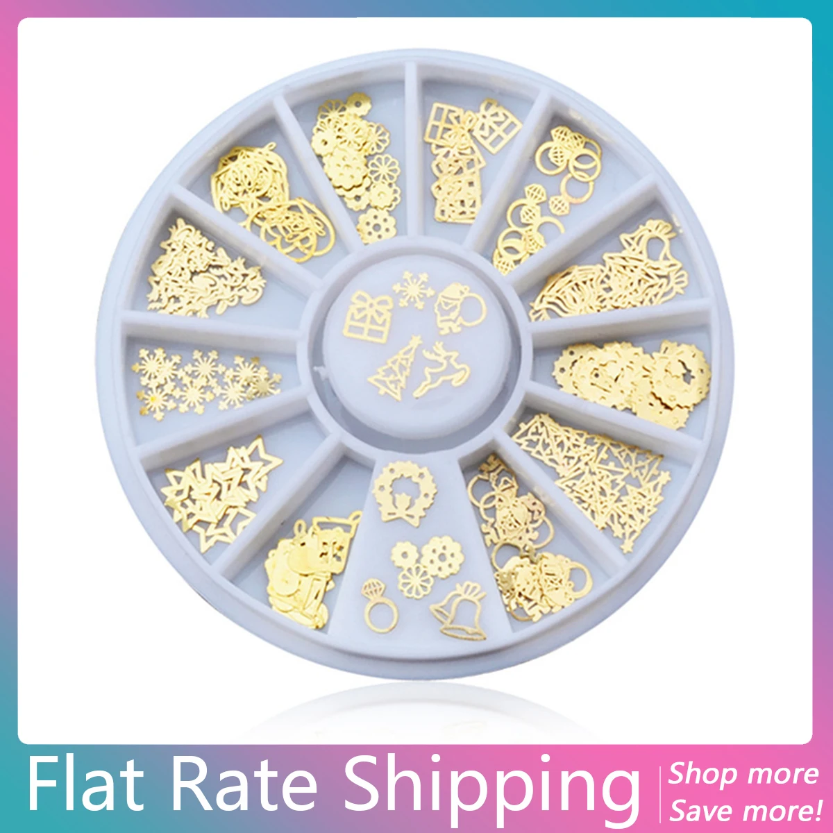 

Flat Rate Shipping 1 Piece Christmas Designs Metal Nail Art Sticker Decoration Snowflake Tiny Slice DIY Manicure Nail Art