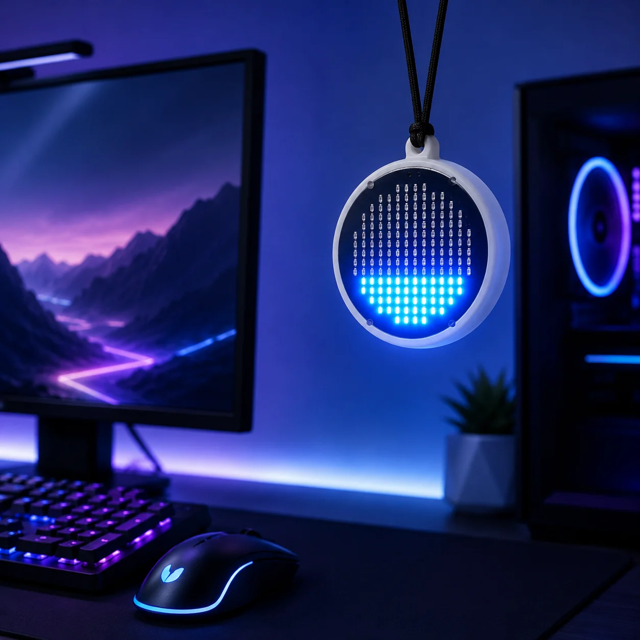 Runder LED-Anhänger mit simuliertem Wasserfluss, Leuchtende Desktop-Dekoration, Ambiente-Licht für E-Sport-Räume – Bild 2