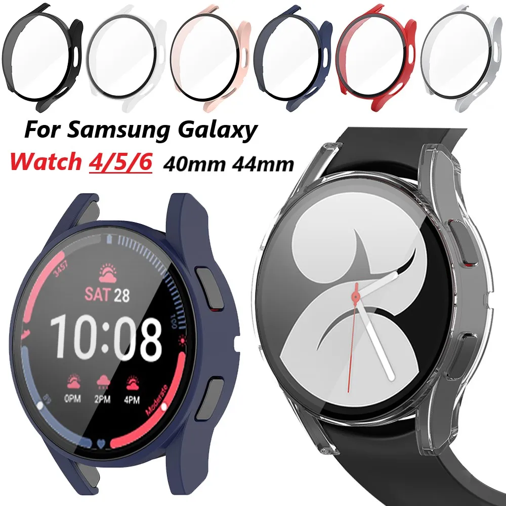 

Samsung Galaxy Watch 6 44mm 40mm All-Around Bumper Shell+Screen Protector For Samsung Galaxy Watch 4/5 40mm 44mm Glass+Case