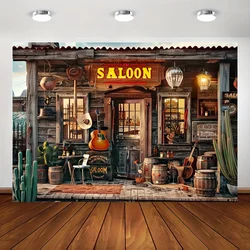 Western Bar Polyester Background for Photography - Versatile retro Cowboy Ranch themed studio background for general use