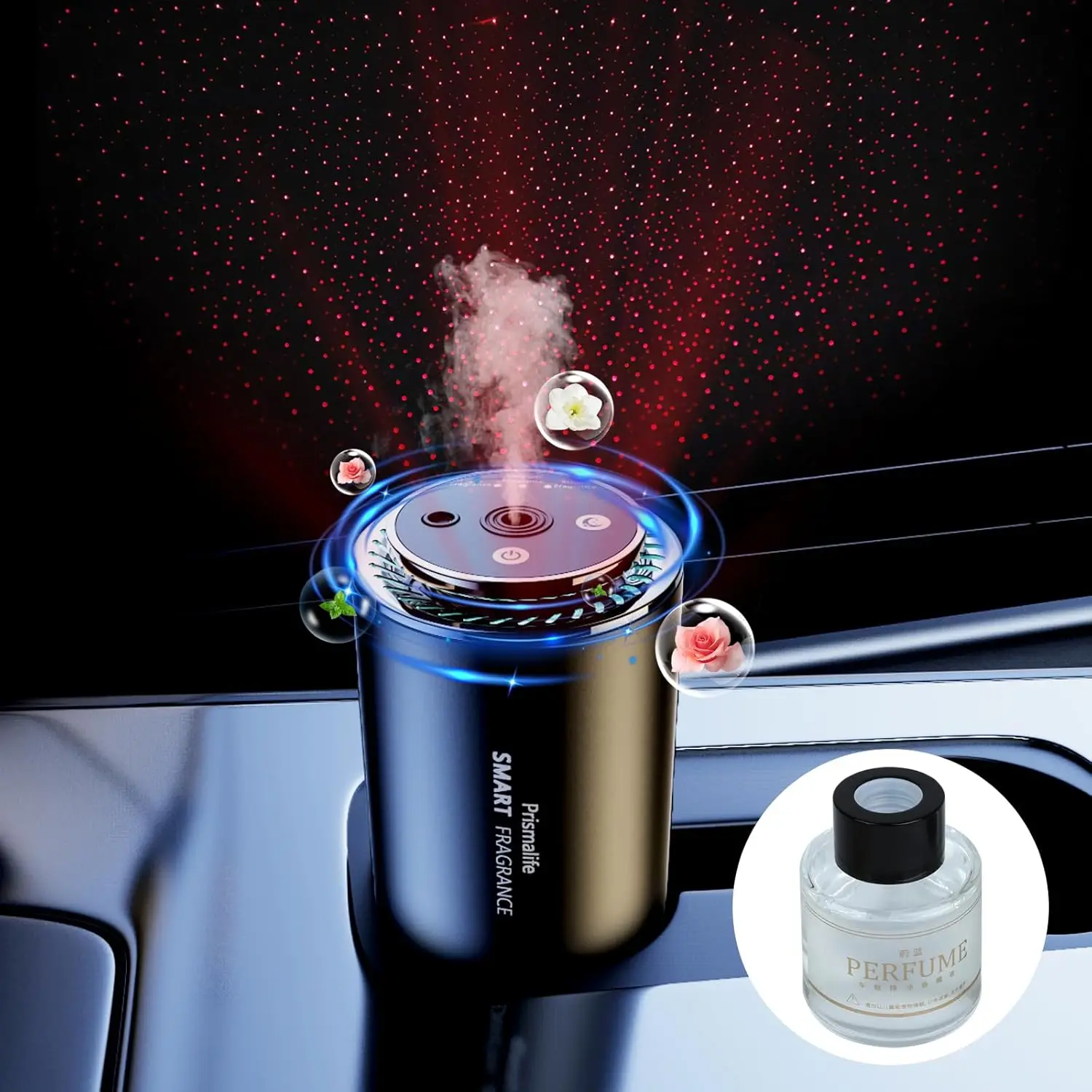 2026 Upgrade Smart Car Air Freshener, Rechargeable Car Air Freshener Diffuser With Starlight Projector & Atmosphere Light, Adjus