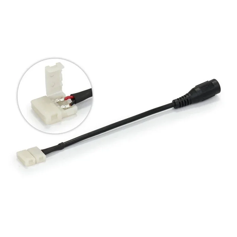 5Pcs 2Pin 10mm Cable To DC Female Solderless Connector For Adapter 5050 Single Color LED Strip