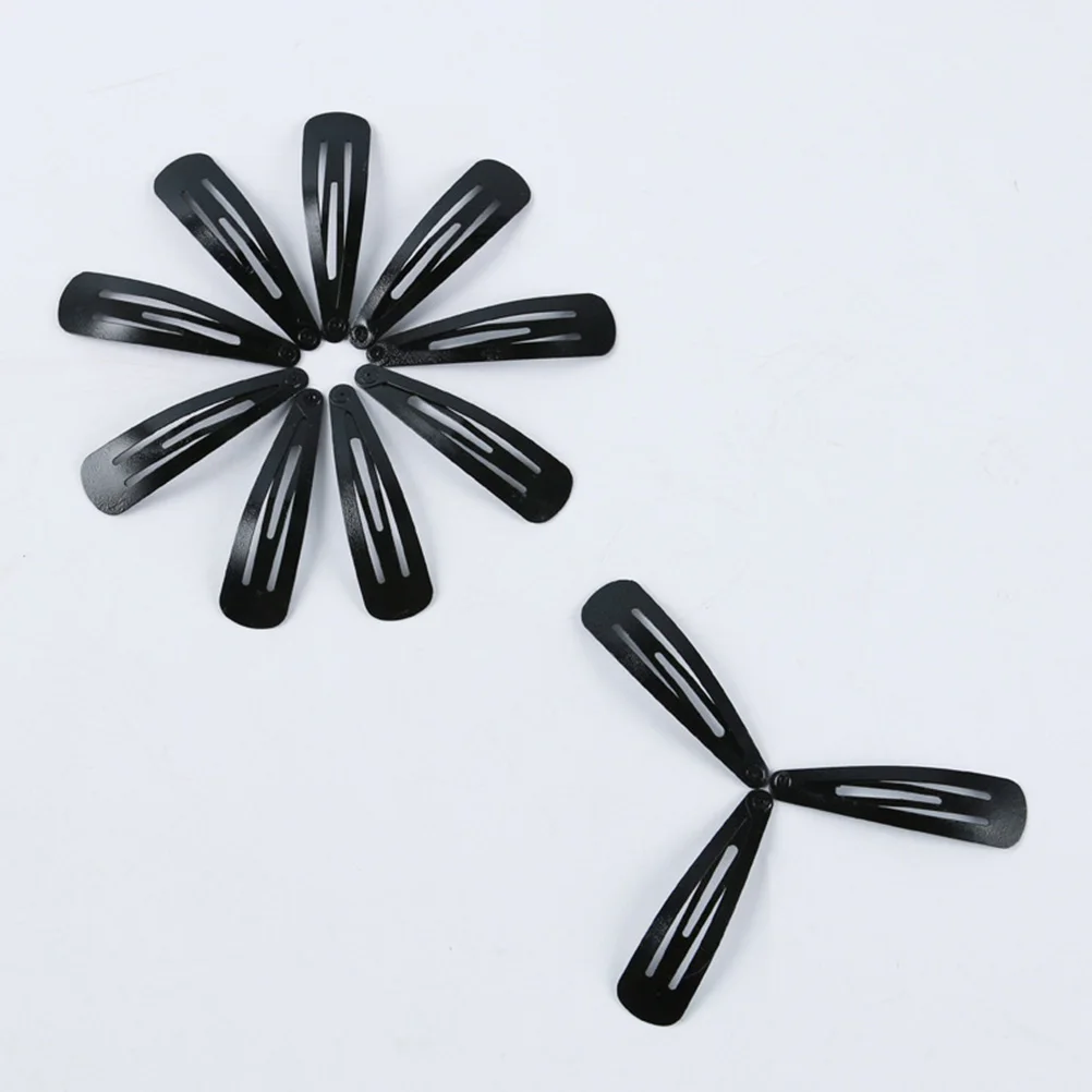 

50Pcs Liu Black Hairpins Metal Snap Clips Water Drop Shape Handmade Hair Accessories for Girls Kids Toddlers Birthday