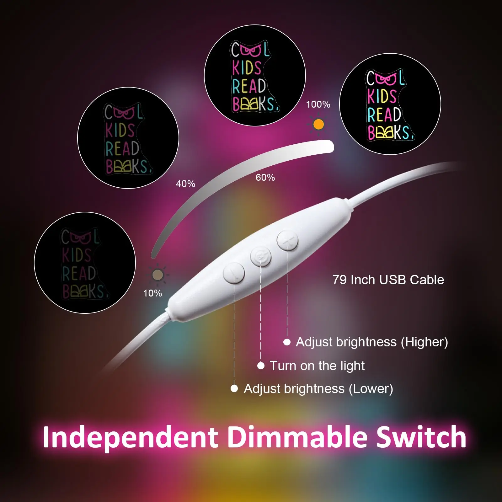 كول كيدز قراءة الكتب، علامة النيون للطلاب، لافتة الطالب الخفيفة مناسبة لغرفة الدراسة في مكتبة الفصول الدراسية