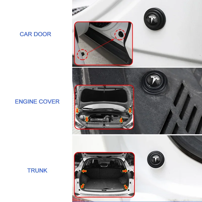 4Pcs Car Door Anti-shock Pad Anti-noise Buffer Gasket Auto Interior For Tesla Model 3 Y Cybertruck Juguete Roadster Coil Bonina view 6