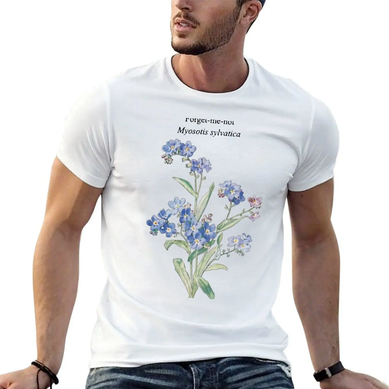 Forget Me Not Myosotis Sylvatica T-Shirt black cotton t-shirt plain for man package essential t shirt man t shirt cotton T-shirt