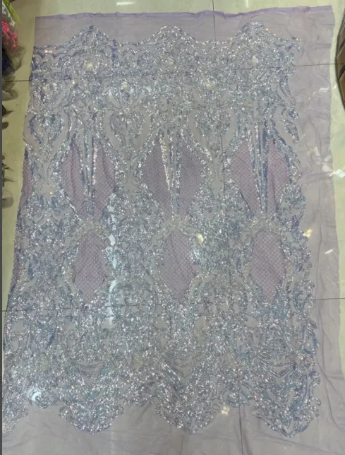 

Multicolour Light Purple Sequin Fabric For Evening Dress Lace Material Tissus Dry Lace Fabric Mesh Sequin Fabric