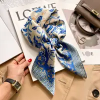 Silk Square Scarf Women Luxury Floral Print Kerchief Soft Satin Hairband Hands Bag Ribbon Foulard Hijab Neckerchief Headband - Image 2