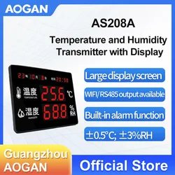AOGAN Industrial Electronic Thermohygrometer Wall clock with thermometer High Precision Digital Display Indoor Outdoor AS208A