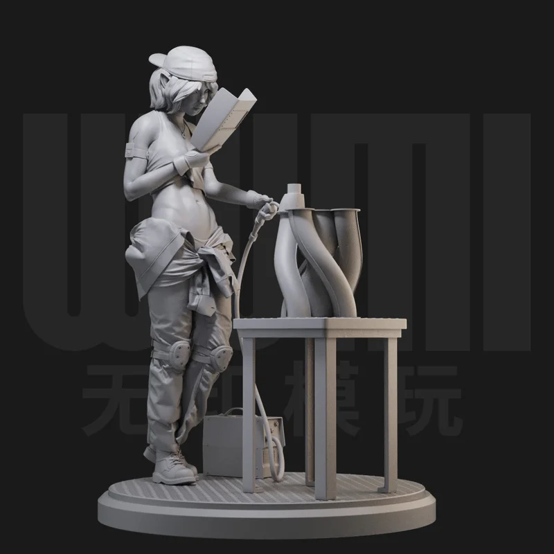 

1/24 Female Mechanic Resin Model Figure Gk Micro Miniature 3d Printed White Model Toy Unassembled And Unpainted Kit