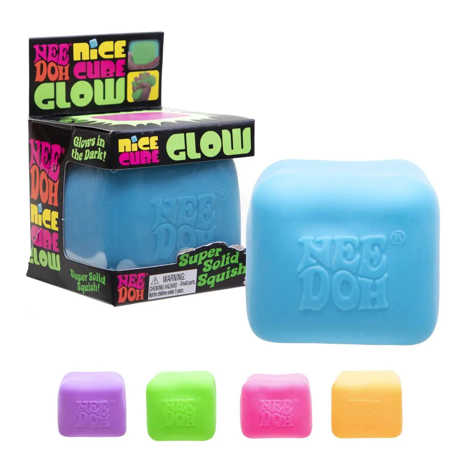 

//In Stock//Schylling Needoh Glow Nice Ice Cube Sensory Squeeze Toy with Super Solid Squish Stress Relief Tool - 2.25" Cube