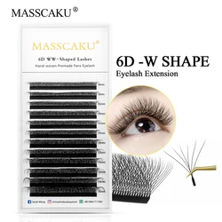 MASSCAKU-Extensions de Cils Naturels en Faux Vison, en Forme de W, 8D, Double Pointes, Préfabriqués, Volume, en Forme d'Éventail, Nouvelle Collection