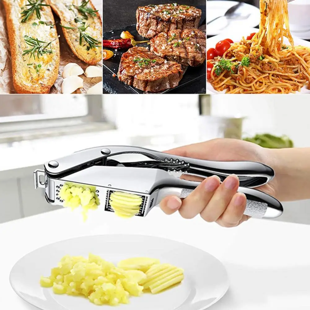 

Multifunctional Garlic Press for Slicing Mashing Garlic Chopper Effortless Stainless Steel Garlic Press with Anti-slip for Home