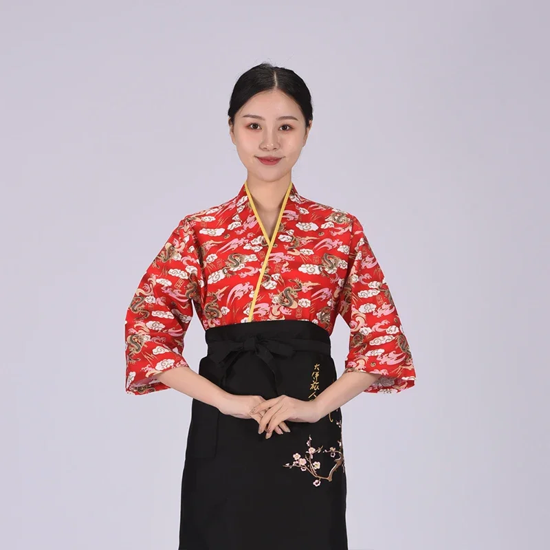 Abrigo de uniforme de Chef de estilo japonés, ropa de trabajo para restaurante, servicio de comida, chaquetas de Chef, ropa de cocinero de cocina de Hotel, Unisex