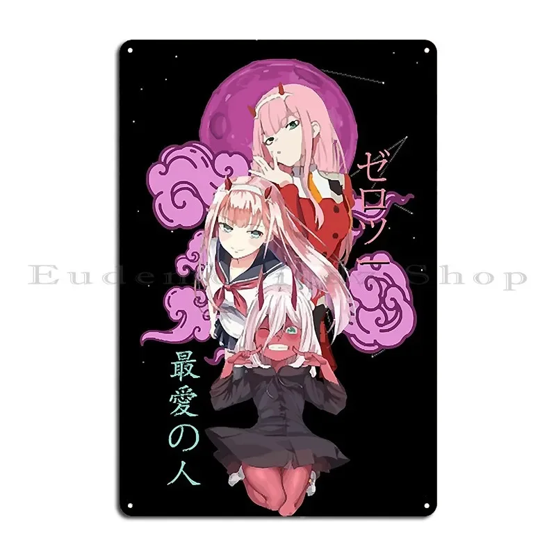 Zero Two Evolution Darling In The Franxx Metal Plaque Poster Home Wall Cave Bar Cave Create Rusty Tin Sign Poster