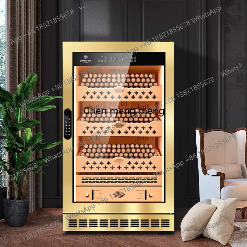 

Cigar cabinet Cedar wood liner shelf Constant temperature net ammonia security fingerprint password lock