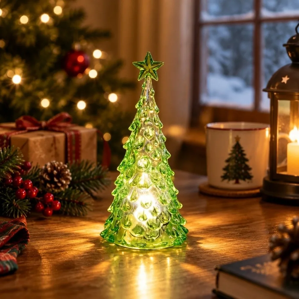 Luminous Christmas Tree Lamp Glowing Atmosphere Christmas Tree Night Light Transparent LED Xms Eve Candle Lights Home Decoration