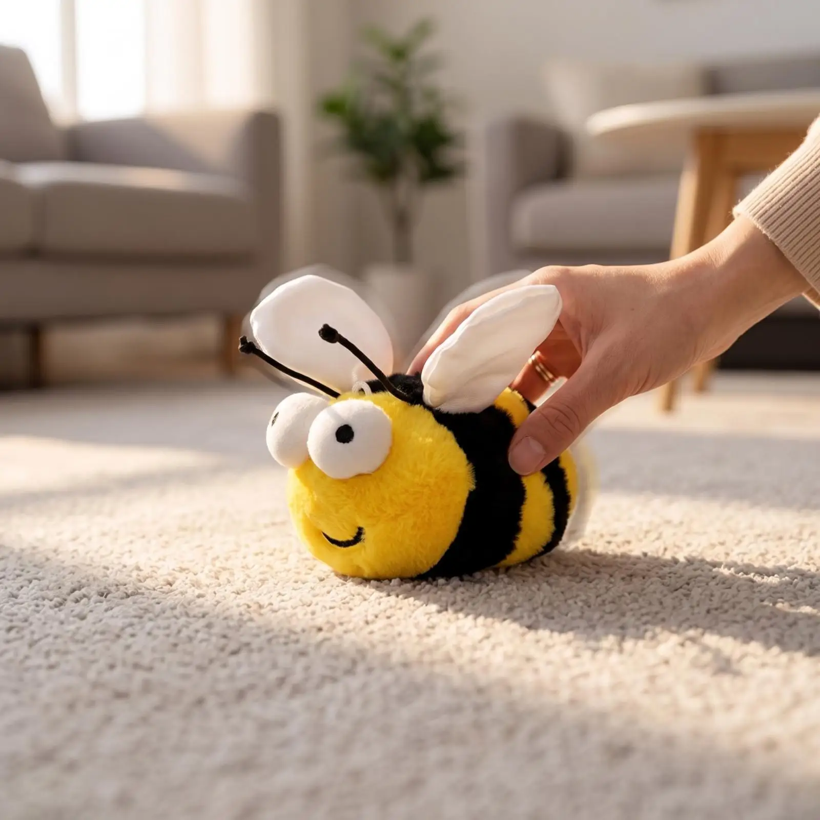 Rechargeable Plush Catnip Toy with Moving Motor for Indoor Cats Interactive Play and Hunting