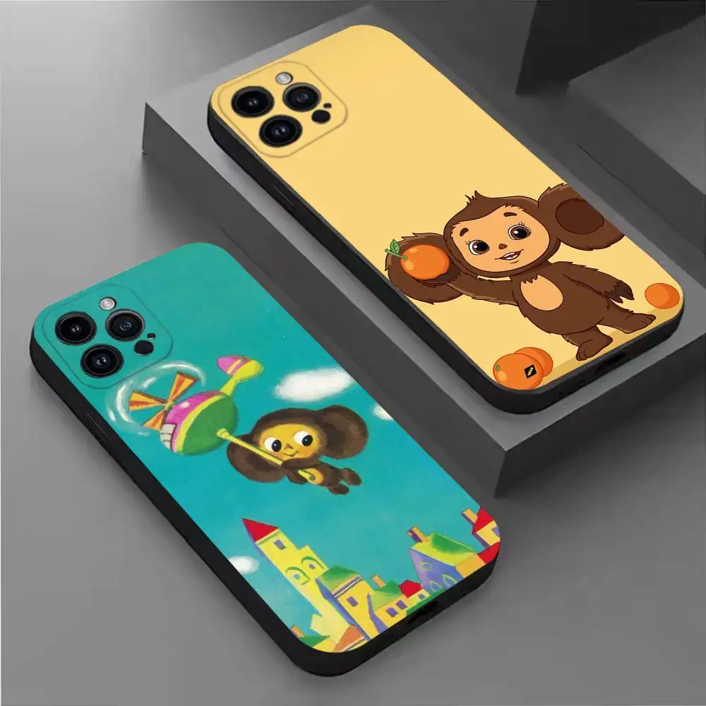 

C-Cartoon C-CheburashkaS Phone Case For iPhone 17,16,15,14,13,12,11 Plus,Pro Max,XS,X,XR,SE,Mini,8,7,Soft Silicone Black Cover