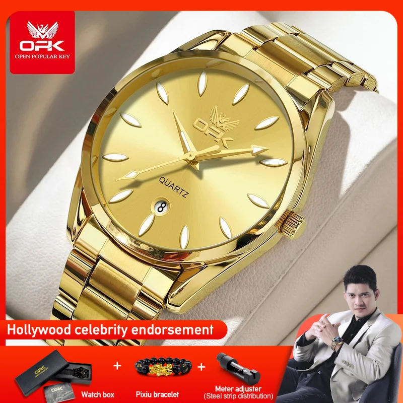 

OPK 6038 Mens Ladies Watch Quartz Watch Waterproof Luminous Stainless Steel Automatic Date Watch For Man With Box Gifts Original