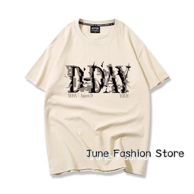 Kpop Suga Agust D D-DAY T-Shirt Summer Women Clothing Fashion Tops Tees Men Casual Solid Color korean Y2K  quick drying