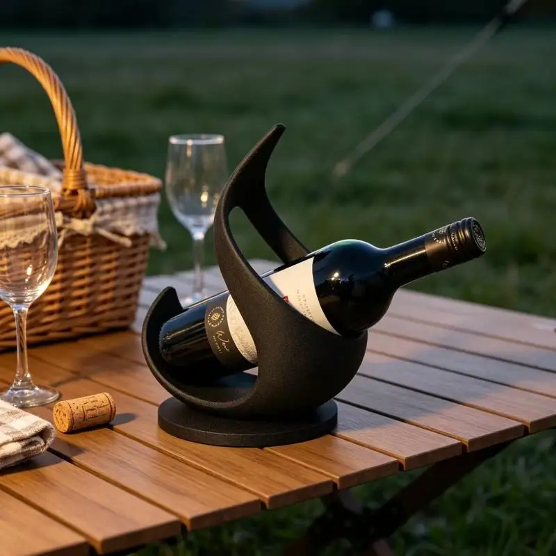 3D Printed Flame Shape Wine Bottle Rack Countertop Wine Bottle Display Rack Wine Storage Rack Simple Home Counter Decoration