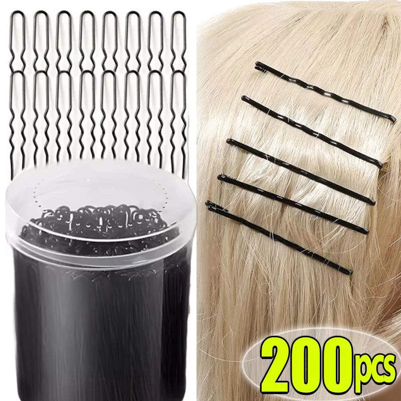 

1-200Pcs Black Hair Clips U-Shaped Bobby Pin Invisible Wavy Hairpin Hairstyle Styling Metal Hair Grip Barrette Hair Accessories