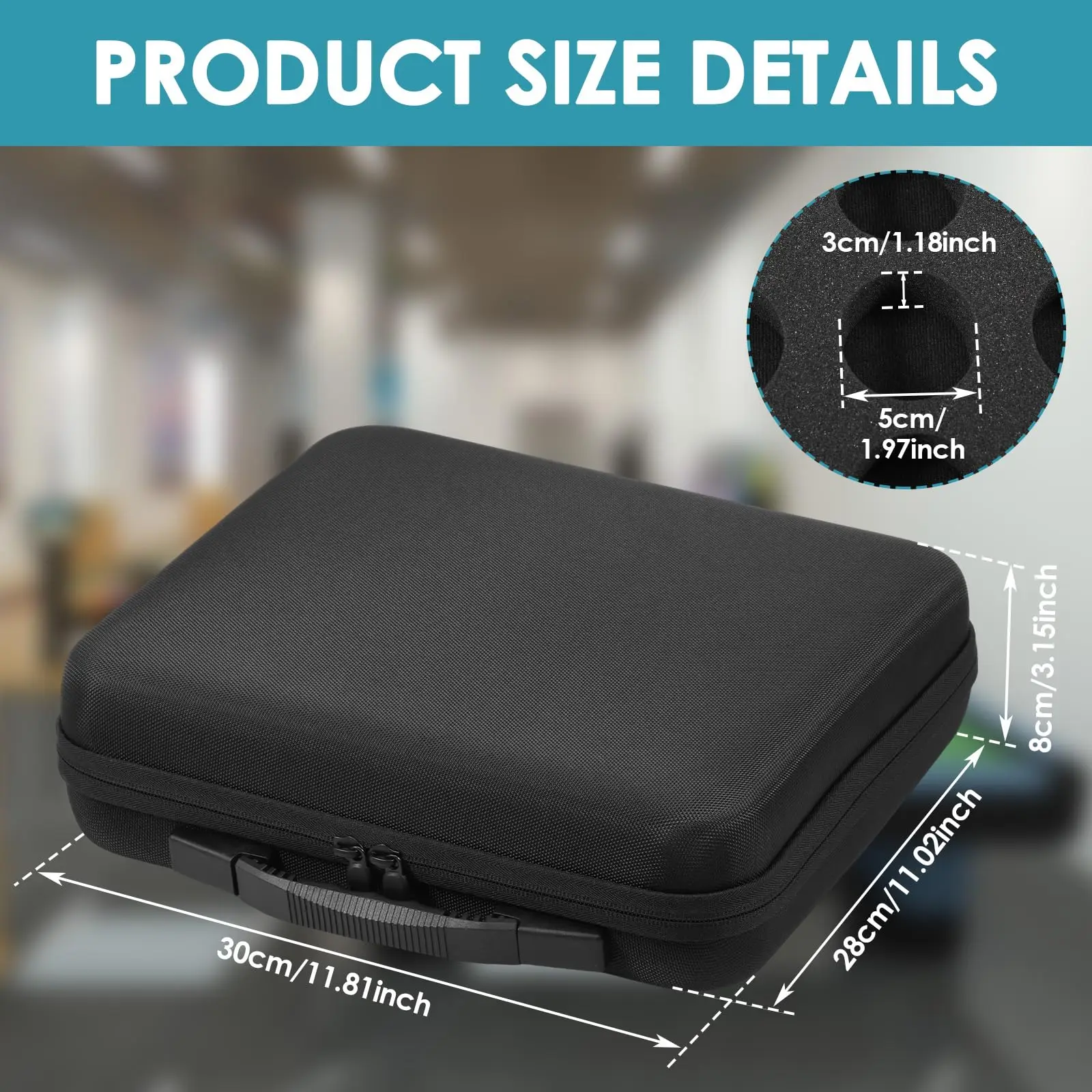 High-capacity Heavy Duty Shock Absorption EVA Case Waterproof Dustproof Protective Holder for Billiard Balls Black