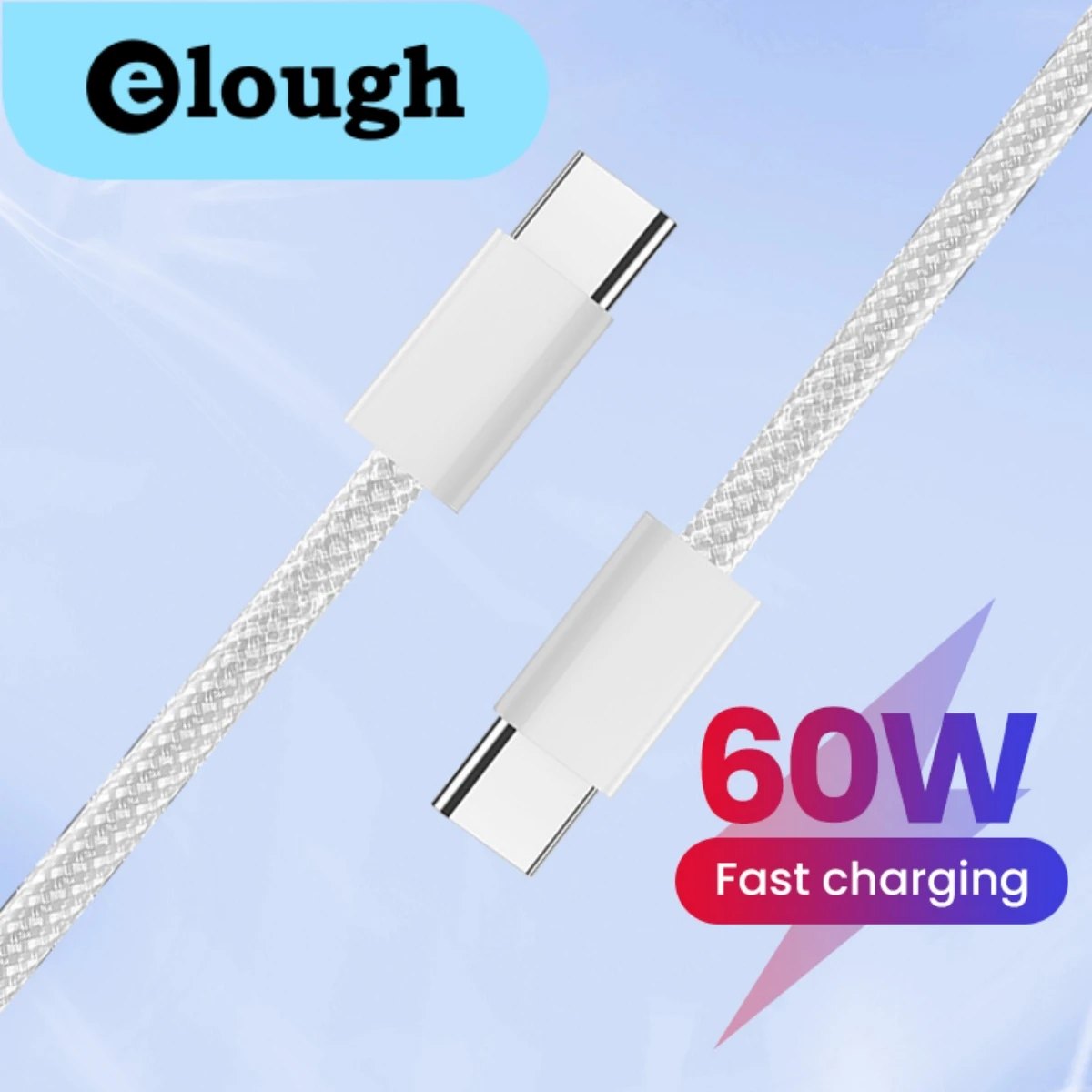 Elough 60W podwójna głowica typu C tkane szybkie ładowanie dla MacBook Xiaomi Huawei Samsung kabel USB C do USB C dla Iphone 15