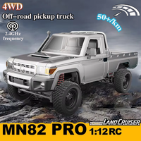 New 1:12 Full Scale RC CAR MN82 Upgraded MN82 PRO Controllable Headlights 2.4G 4WD Off-Road Car Pick Up Truck Toys For Kid Gift