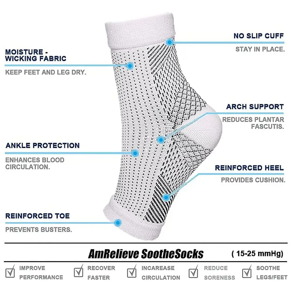 1Pair Neuropathy Socks Women Men Soothe Compression Socks for Neuropathy Pain, Ankle Brace Plantar Fasciitis Swelling Relief