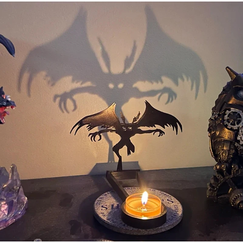 Candle Shadow Halloween Horror Candlestick Metal Decor, Tea 