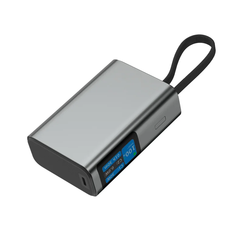 Newest 10000mah Aluminum Alloy Powerbank with LED Digital Screen Fast Charge and Built-in Cables
