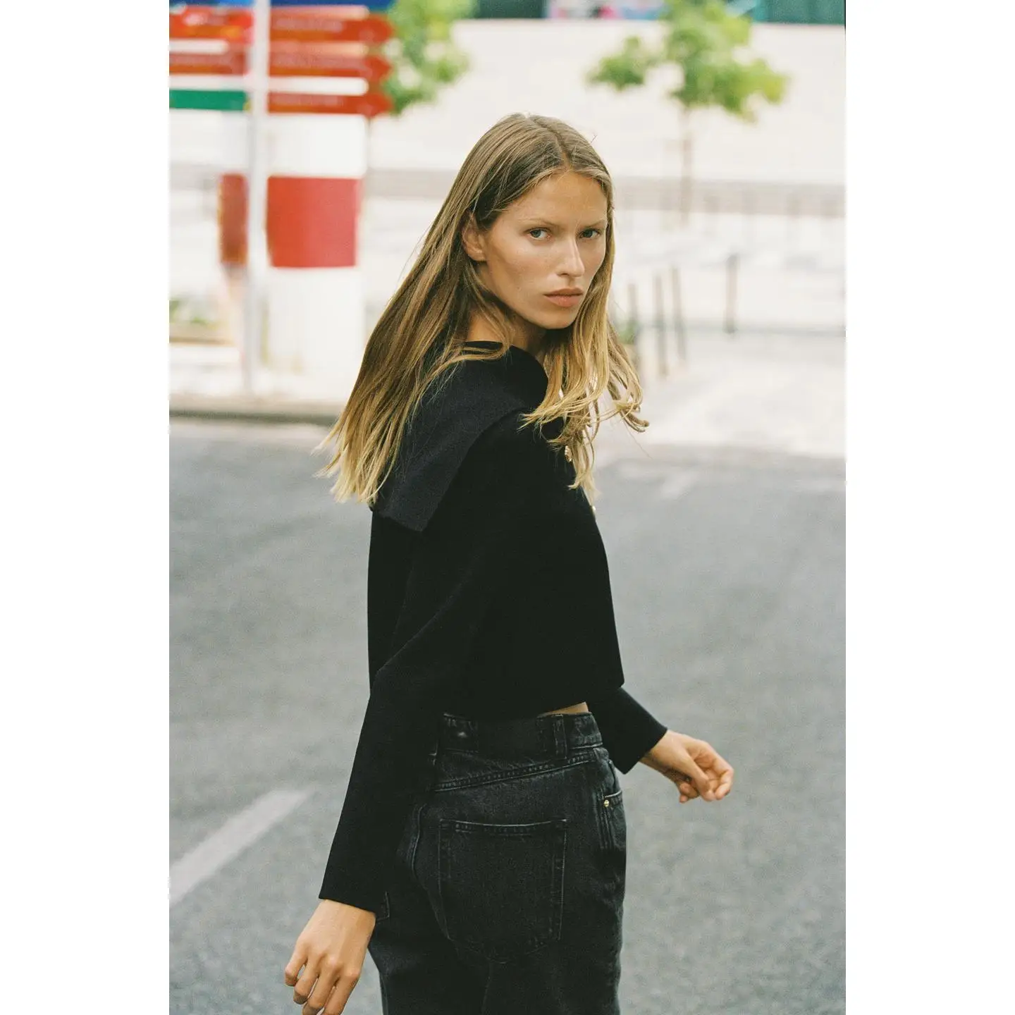 Botão dourado decorado de malha longa sve ort jaet capa flip grande aba dupla outono outerwear para mulheres faculdade sle