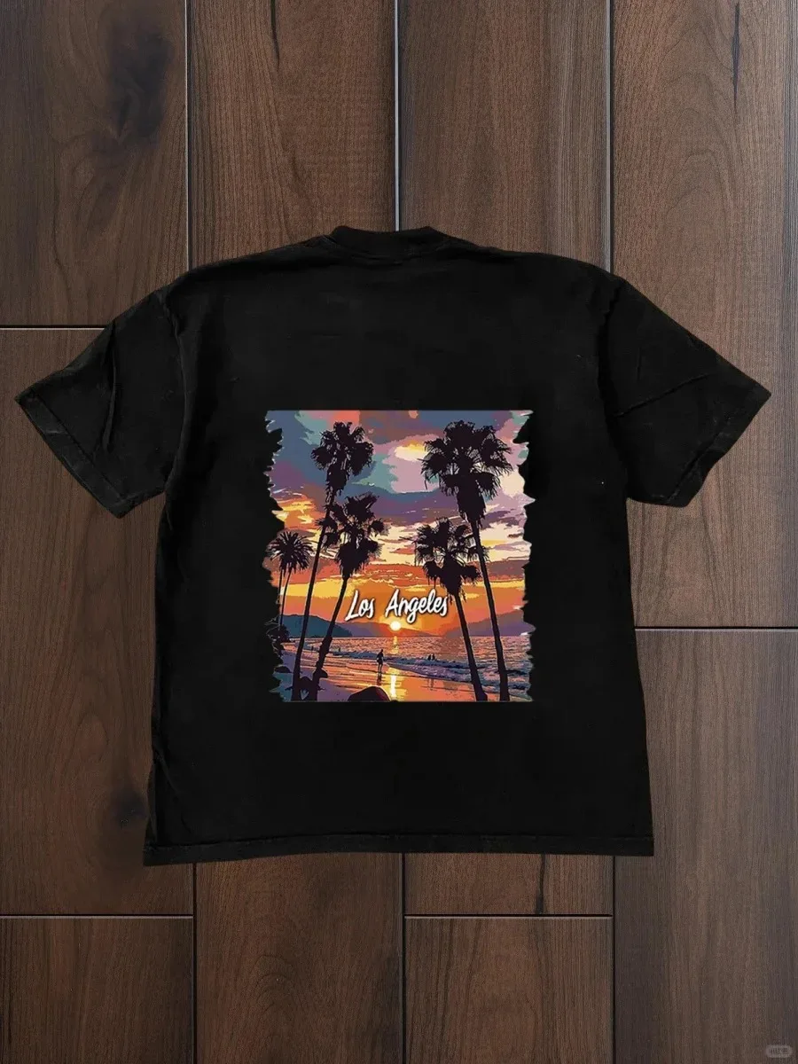 

"Sunset Beauty" Casual Versatile Large Size Summer Men's and Women's T-Shirts Short Sleeves Sports and Leisure Wear Essential