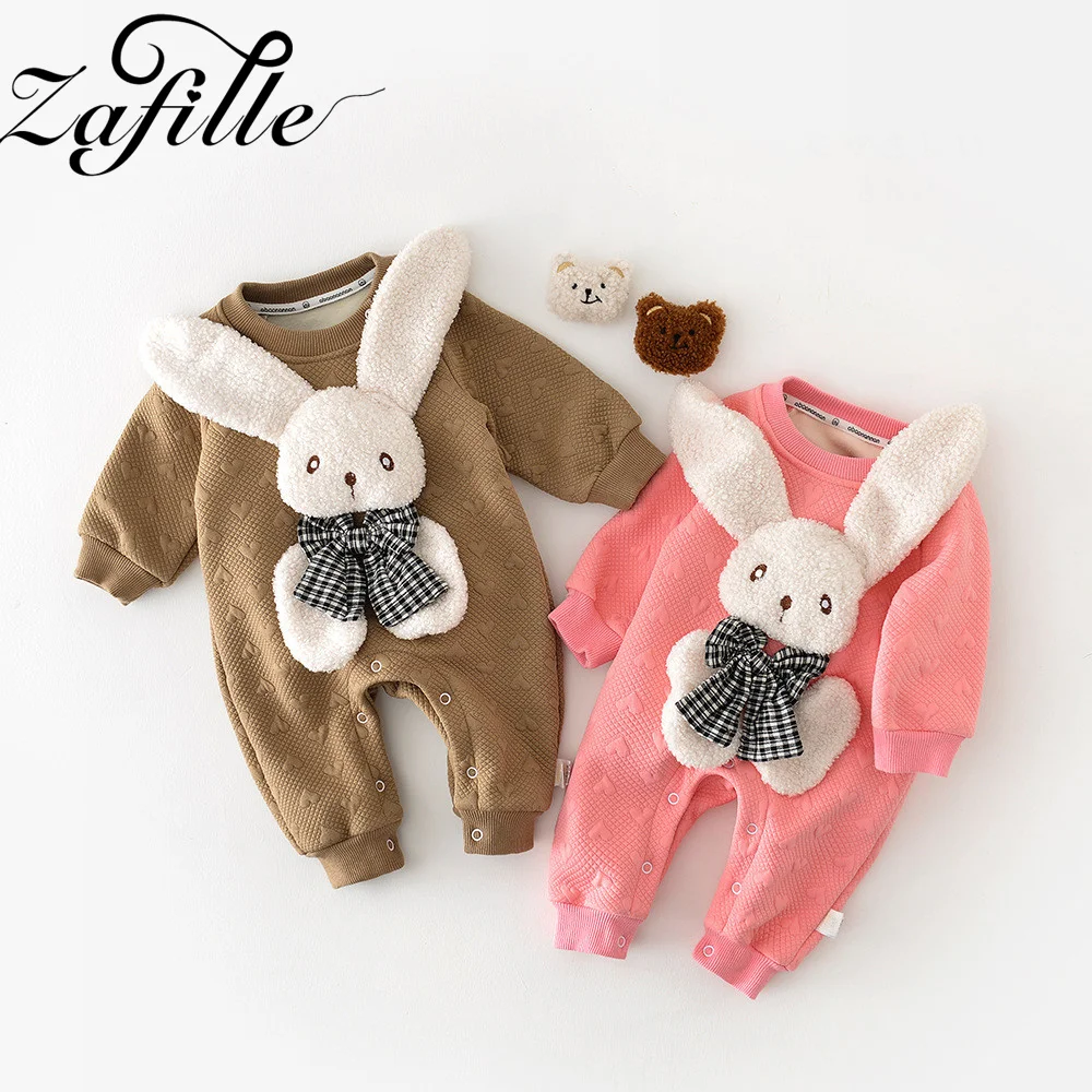 

ZAFILLE Cartoon Baby Girls Rabbit Rompers 2022 New Born Girls Jumpsuit For Kids Toddler Costume Autumn Winter Infant Sleepwears