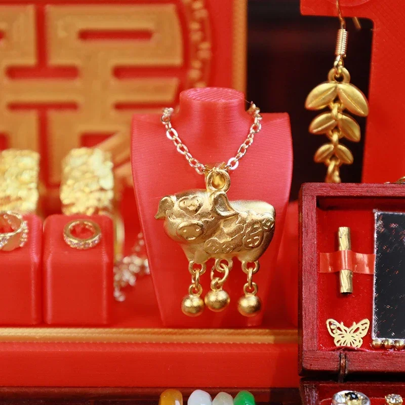 1/12 casa delle bambole in miniatura scatola per esposizione di gioielli in stile occidentale collana di simulazione modello giocattolo mini decorazione accessori per casa delle bambole