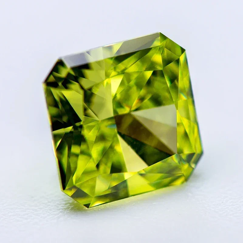 Zircônia cúbica esmagada corte de gelo asscher forma maçã cor verde encantos contas para diy jóias fazendo anel materiais sem certificado