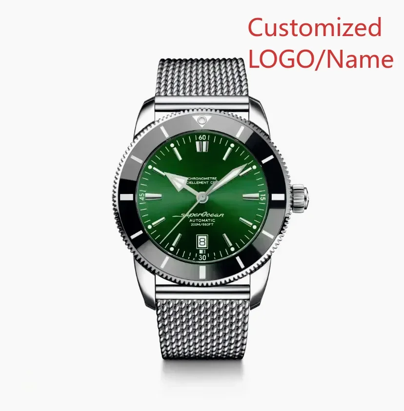 A1212 Store Customized Watches 46mm Sport Automatic Mechanical Watch for Men, Rose Gold Case, Black and Blue Rubber Strap view 3