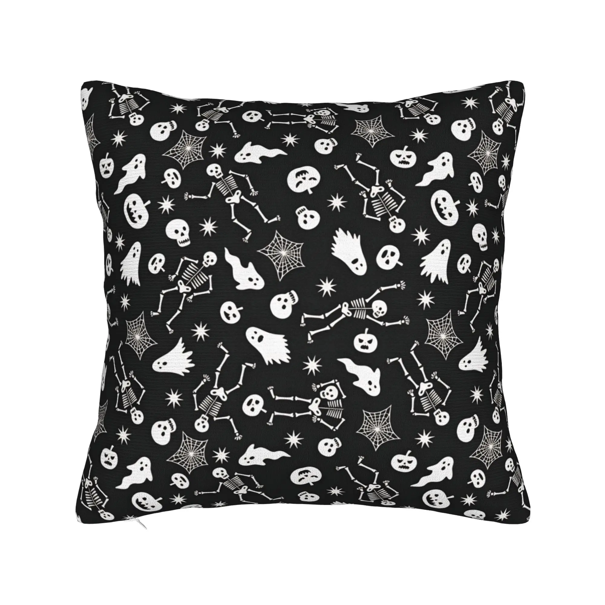 Halloween Skeleton Ghost Spider Web Seamless Pattern Pillow Case  Design Pillow Cover For Living Room Bed Chair Pillowcases