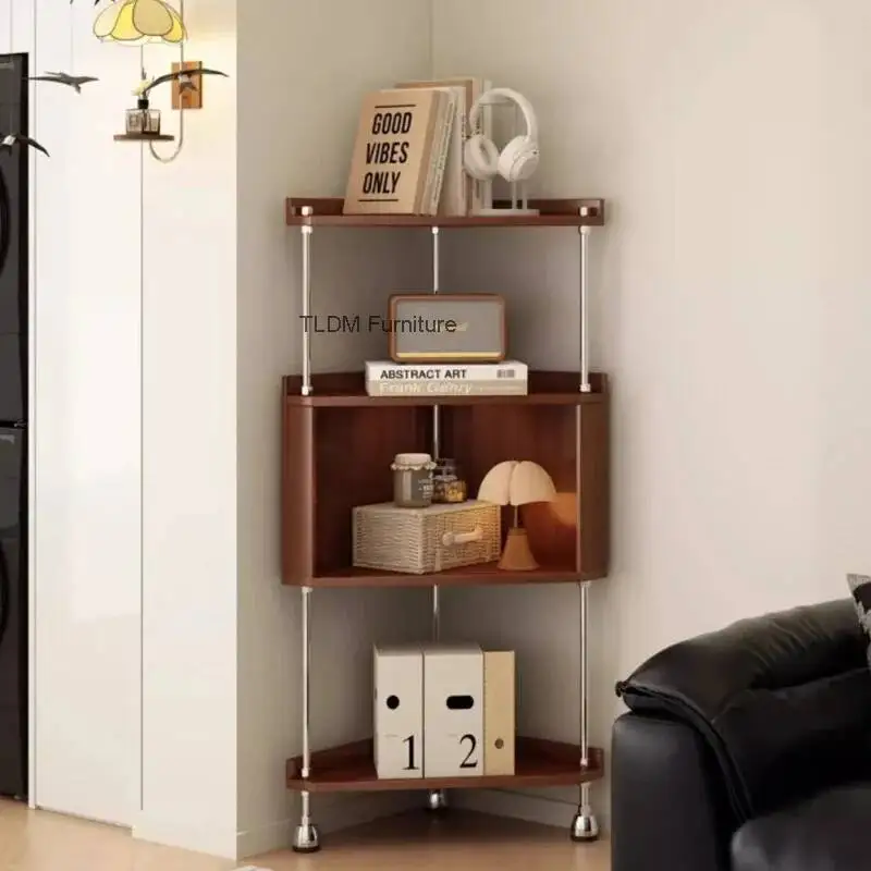 

90-Degree Corner Storage Shelf - Mobile Multi-Tier Organizer Rack for Living Room Kitchen Home Space-Saving Furniture